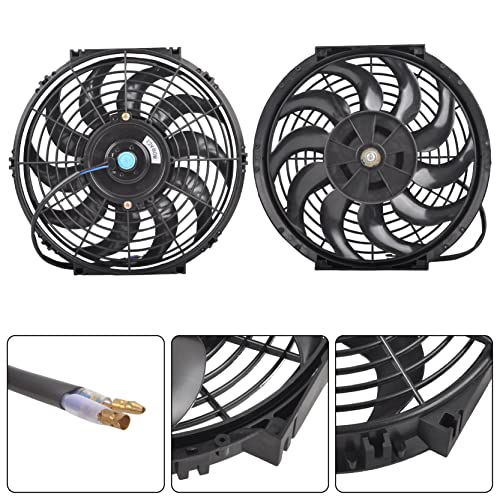 GESEXI 12 Inch Slim Fan Push Pull Electric Radiator Cooling Fan Universal High Performance 12V 80W Motor with Fan Mounting Kit (Black) - Image 2