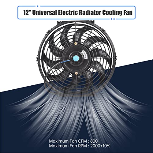 GESEXI 12 Inch Slim Fan Push Pull Electric Radiator Cooling Fan Universal High Performance 12V 80W Motor with Fan Mounting Kit (Black) - Image 5