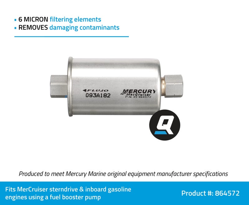 Quicksilver فلتر وقود داخلي بديل كويك سيلفر 864572 لمحركات مر كروزر ستيرندرايف والبنزين الداخلية - Image 2