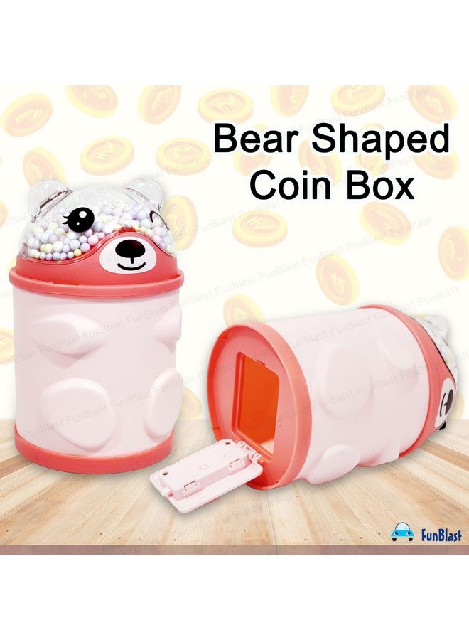 فنبلاست حصالة نقود من فن بلاست - صندوق نقود على شكل دب للأطفال، حصالة نقود للأطفال، صندوق نقود للأطفال، صندوق نقود بقفل كلمة مرور، هدايا للبنات، أفضل هدايا الإرجاع للأطفال (وردي) - Image 3