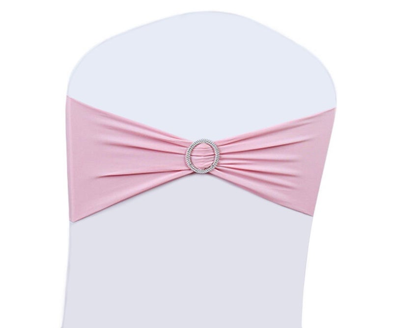 100PCS Wedding Chair Decorations Stretch Chair Bows and Sashes for Party Ceremony Reception Banquet Spandex Chair Covers slipcovers 100 Pink