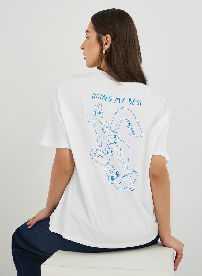 Take Two Women White Graphic Print Oversized T-Shirt - Image 1