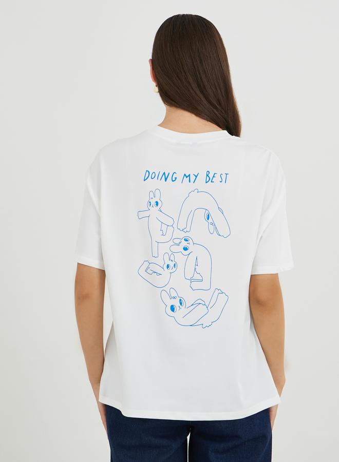 Take Two Women White Graphic Print Oversized T-Shirt - Image 4