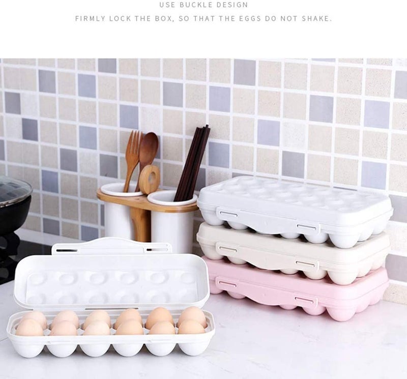 LUCC1N 18 Grid Eggs Carrier Container Plastic Egg Holder Trays Storage Egg Box Plastic Portable Stackable Transparent Refrigerator Egg Holder With Lid For Protect Keep Egg Fresh 18 Grid Pink - Image 2