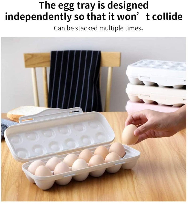 LUCC1N 18 Grid Eggs Carrier Container Plastic Egg Holder Trays Storage Egg Box Plastic Portable Stackable Transparent Refrigerator Egg Holder With Lid For Protect Keep Egg Fresh 18 Grid Pink - Image 5