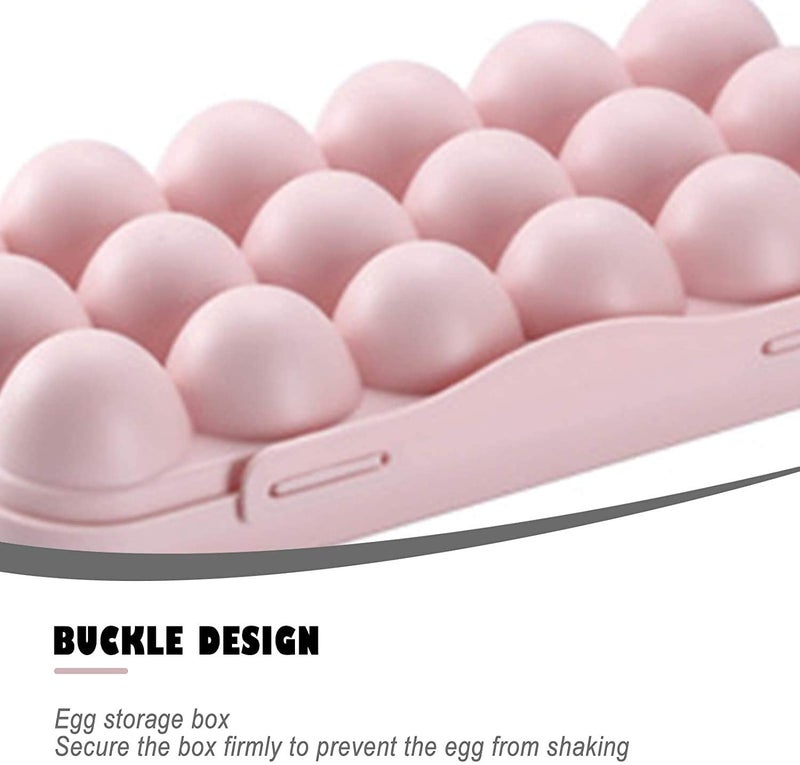LUCC1N 18 Grid Eggs Carrier Container Plastic Egg Holder Trays Storage Egg Box Plastic Portable Stackable Transparent Refrigerator Egg Holder With Lid For Protect Keep Egg Fresh 18 Grid Pink - Image 3