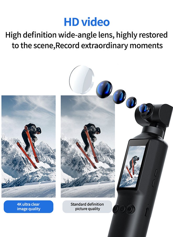 AUSEK 4K Body Camera , Vlogging Action Camera, 4K/60FPS with 270° Rotating Lens, 1.99-inch Screen, Included 128G Card, EIS Stabilization for Meeting, and Daily Use,for Outdoor Riding Shooting Vlog - Image 5