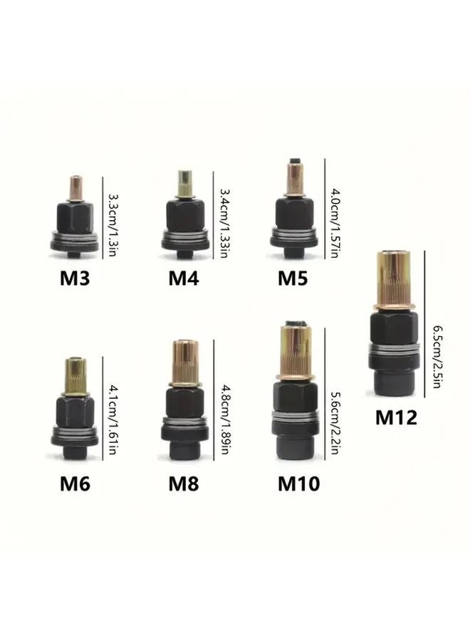 7PCS Manual Rivet Gun Set M3 M12 Heavy Duty Handheld Nut Tool - Image 3
