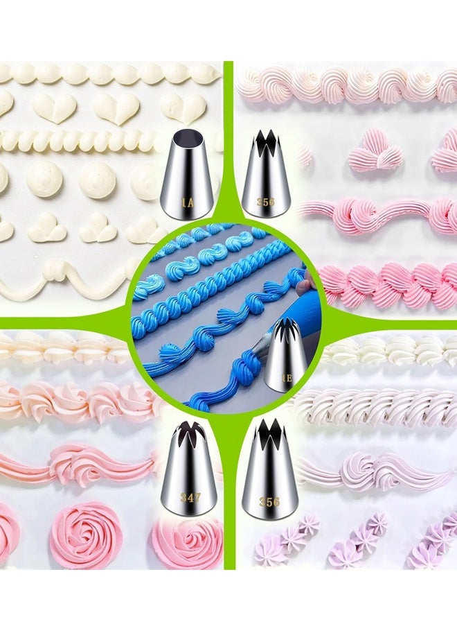 5 Pieces Stainless Pastry Cake Decorating Tips Baking Tools for Cookies Cupcake Decorating Kit (1A 1E 348 347 356) - Image 3