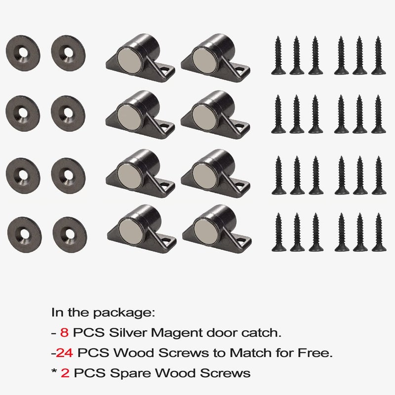 Keenkee 8 Pack Magnetic Cabinet Door Catch With Neodymium Magnet Cabinet Latch Magnetic Closure Hardware For Kitchen Cupboard And Closet Door Closing  Black Tone Gun Metal - Image 4