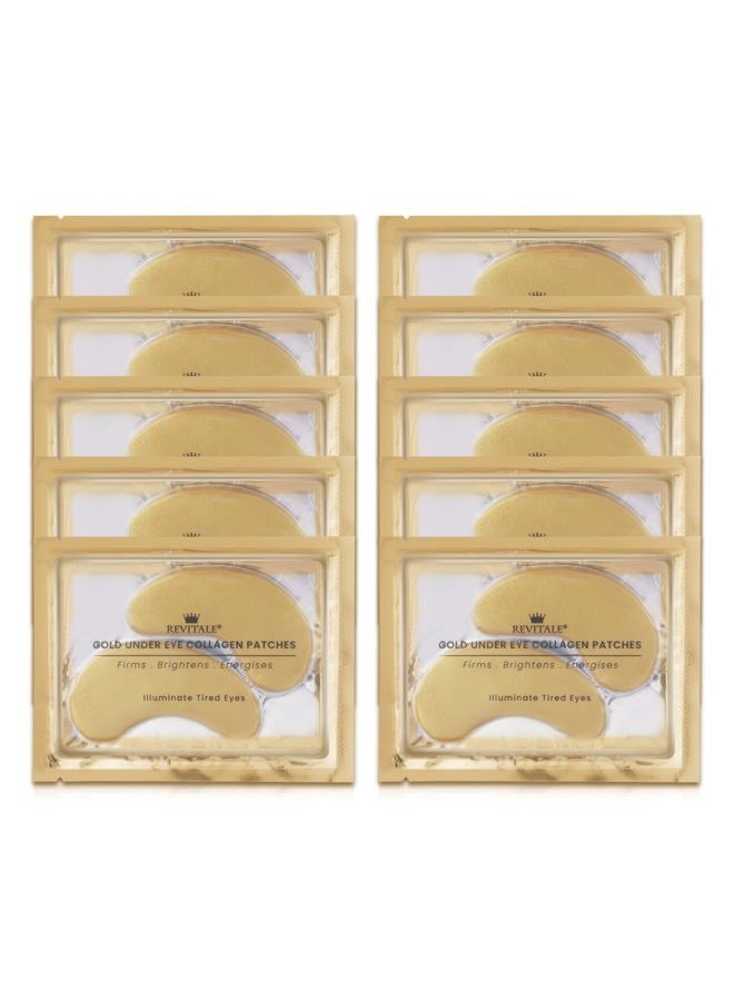 REVITALE 24k Gold Under Eye Collagen Patches, Reduce Puffy Eyes & Dark Circles, Illuminate Tired Eye Masks - Firms, Brightens, Energises (Packets - 10 Pair) - Image 2
