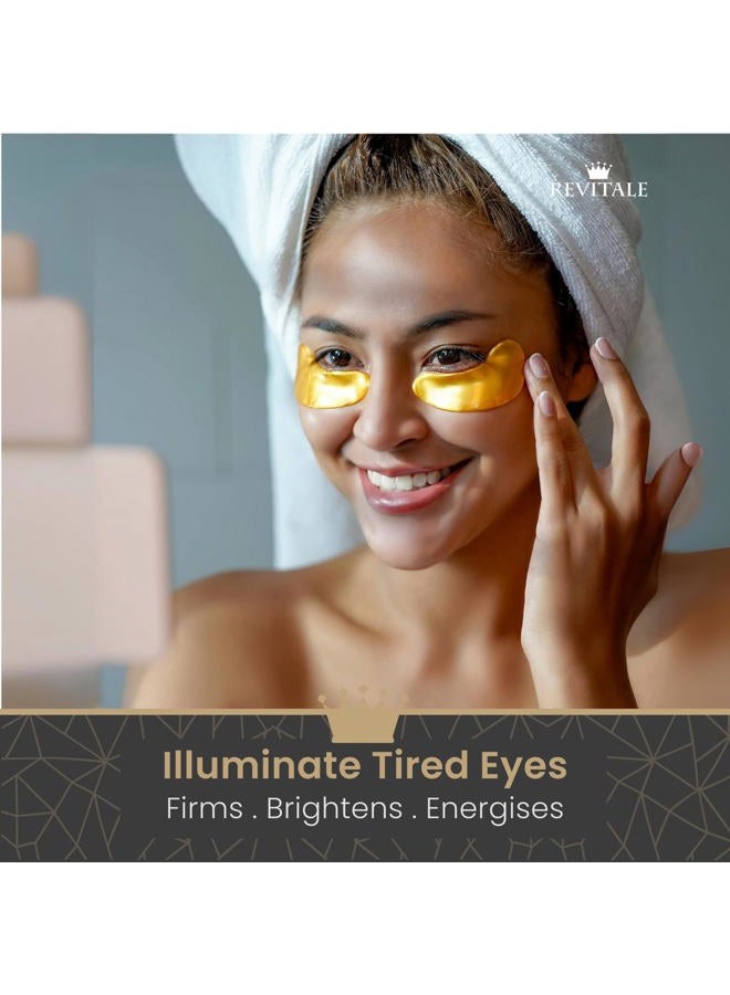 REVITALE 24k Gold Under Eye Collagen Patches, Reduce Puffy Eyes & Dark Circles, Illuminate Tired Eye Masks - Firms, Brightens, Energises (Packets - 10 Pair) - Image 3