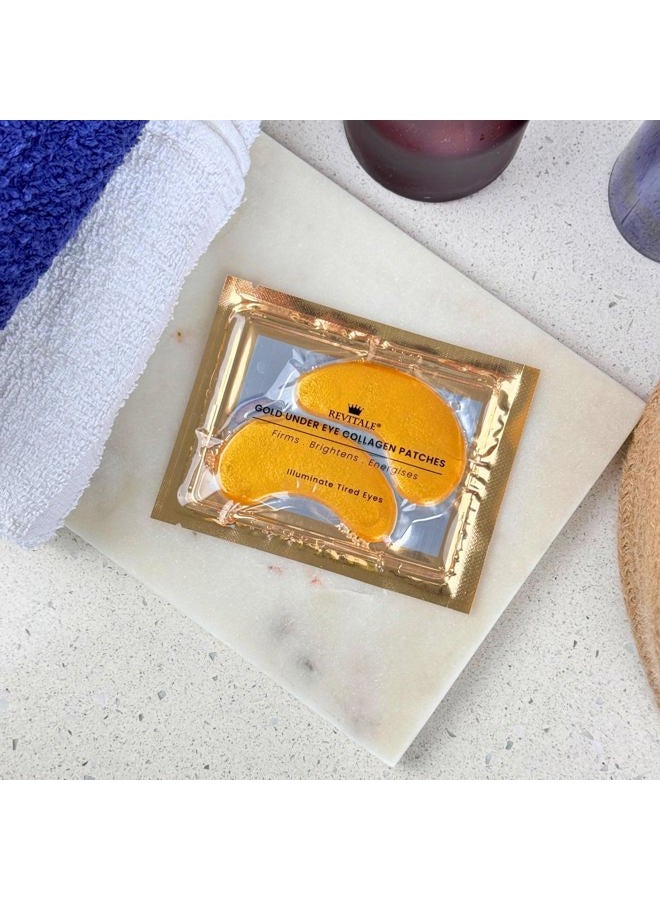 REVITALE 24k Gold Under Eye Collagen Patches, Reduce Puffy Eyes & Dark Circles, Illuminate Tired Eye Masks - Firms, Brightens, Energises (Packets - 10 Pair) - Image 4