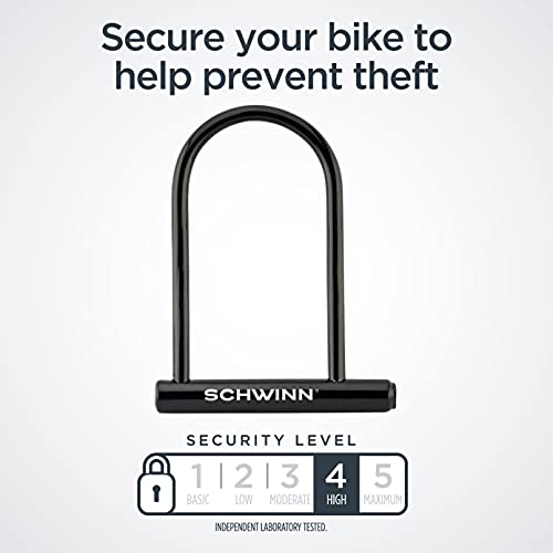 Schwinn Bike U-Lock with Keys, 12 mm x 7.5 inches, Black, Vinyl Coated Steel Shackle, Mounting Bracket for Storage and Transport, Anti Theft Protection, Shackle Bike Lock for Security - Image 2