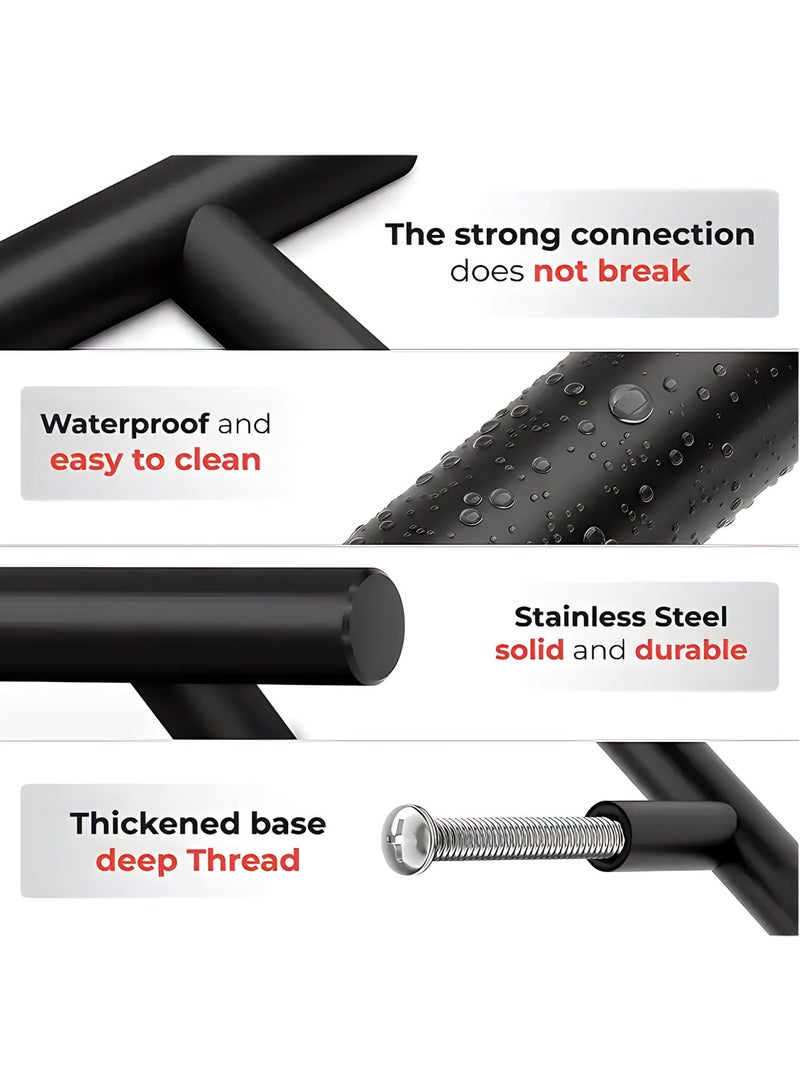 فيرست برو مقابض تي بار سوداء بمسافة ثقوب 96 مم من الستانلس ستيل مقابض أدراج وأبواب أثاث بتشطيب أسود مطفي للمطابخ والخزائن والدواليب عبوة 30 قطعة - Image 4