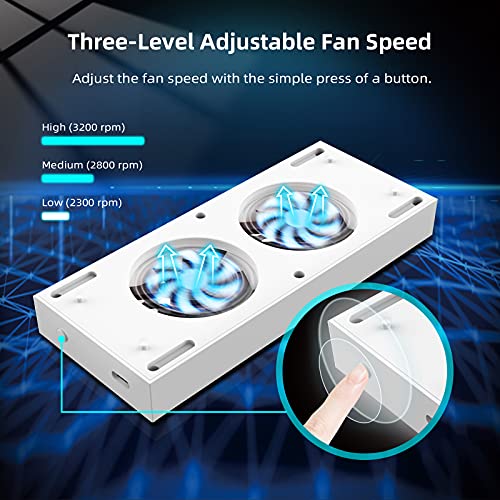 NexiGo Vertical Stand with Cooling Fans for Xbox Series S Console, 3 Levels Adjustable Fans Rotate Speed with Type-C Power Input, USB Charging and Data Transmission Ports, White - Image 4