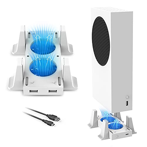 NexiGo Vertical Stand with Cooling Fans for Xbox Series S Console, 3 Levels Adjustable Fans Rotate Speed with Type-C Power Input, USB Charging and Data Transmission Ports, White - Image 1