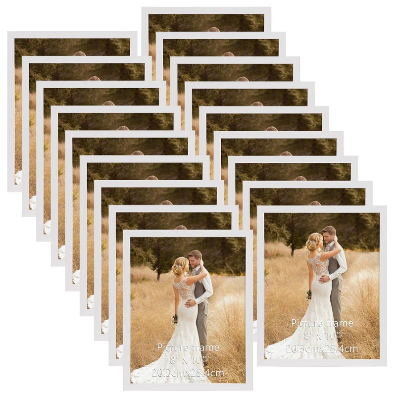 WIFTREY 8x10 Picture Frame Set of 18  Multi Photo Frames 8 by 10 Bulk for Wall Hanging or Tabletop Display  White - Image 1