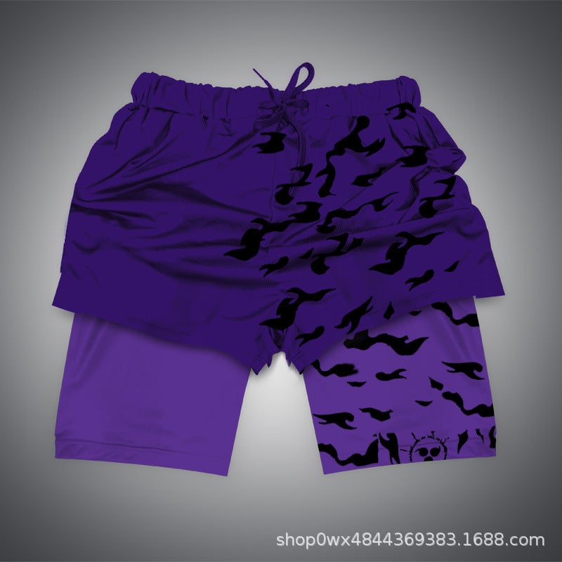 Huo Ying Series Shorts 3D Digital Printing Dragon Ball Double Layer Beach Pants E-Commerce Supply - Image 1