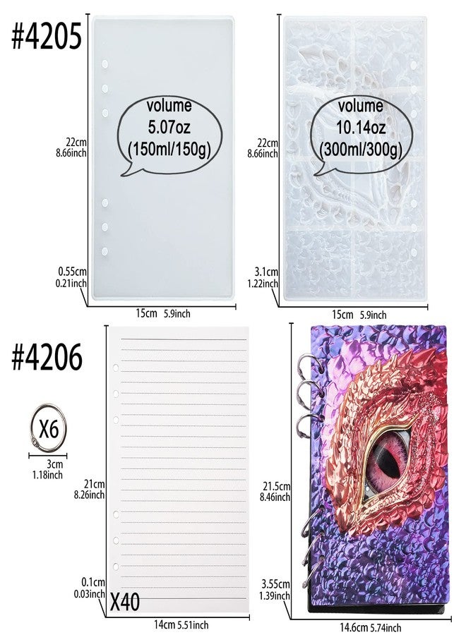 FUNSHOWCASE A5 Notebook Cover Resin Silicone Molds Dragon Eye Scrapbooking Epoxy Casting Kits of 48 - Image 2