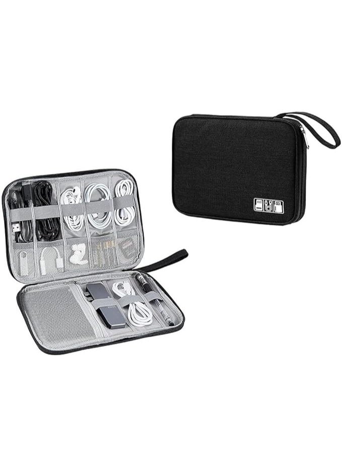 Simply Travel Electronics Bag Organizer Laptop Cable Multi-Rechargeable Accessories Elastic Loops, Waterproof Tech Bag for Phone Charger and Flash Drive Cord (Navy Blue) - Image 2