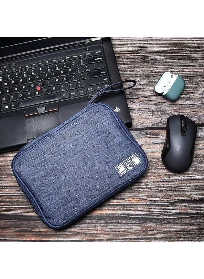 Simply Travel Electronics Bag Organizer Laptop Cable Multi-Rechargeable Accessories Elastic Loops, Waterproof Tech Bag for Phone Charger and Flash Drive Cord (Navy Blue) - Image 3