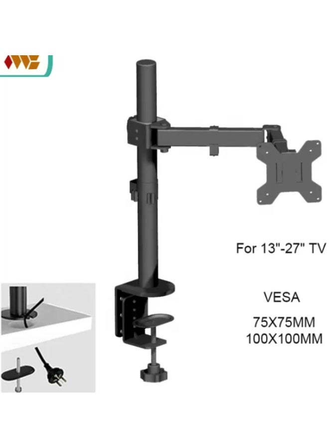 ستارجولد حامل شاشة فردي - حامل مكتب قابل للتعديل لشاشات الكمبيوتر مقاس 13-32 بوصة، مشبك C عالي التحمل، ذراع شاشة مريح، متوافق مع معايير VESA 75x75 / 100x100، قابل للإمالة والدوران وتعديل الارتفاع للمكتب والألعاب - Image 3