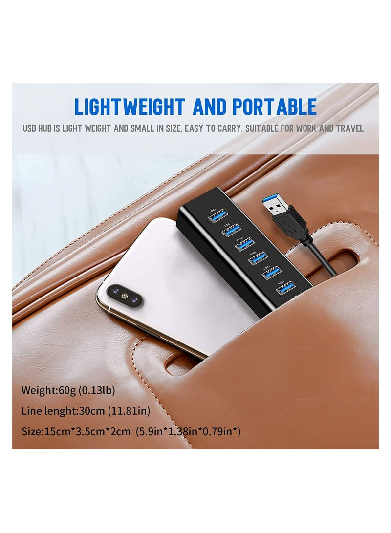 7-Port USB 3.0 Hub with LED Indicator, High-Speed Portable Multi-Interface Expansion for iMac Pro, MacBook Air, Mac Mini/Pro, Surface Pro, PC, and Laptops - Image 2