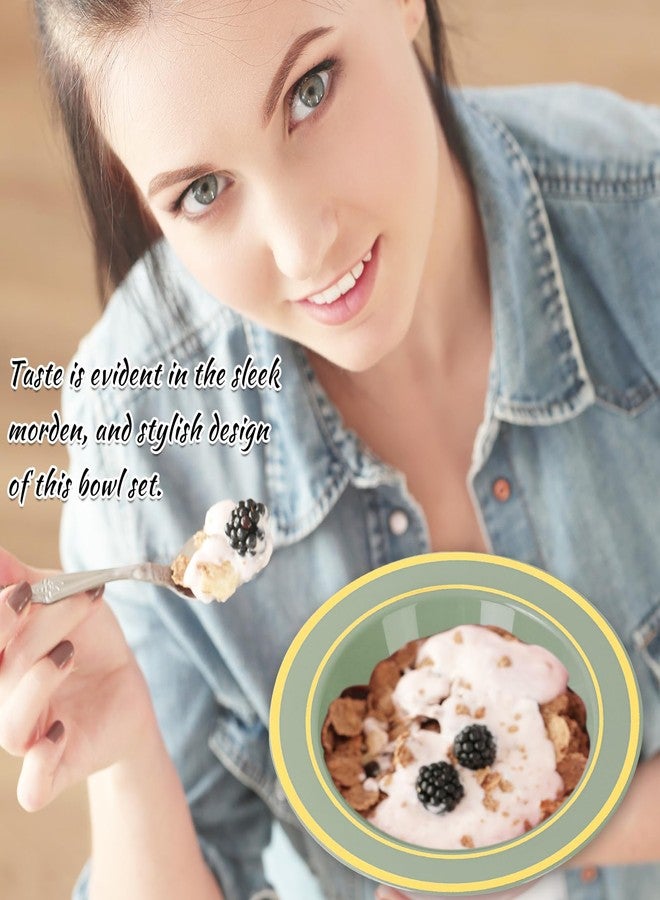 Whaline وعاء بلاستيكي أخضر مريمي من واهلين 50 قطعة بحافة ذهبية 12 أونصة وعاء حساء قابل للتصرف وعاء تقديم للحلويات لمستلزمات حفلات الزفاف وأعياد الميلاد وحفلات العروس والديكور الطاولات - Image 5