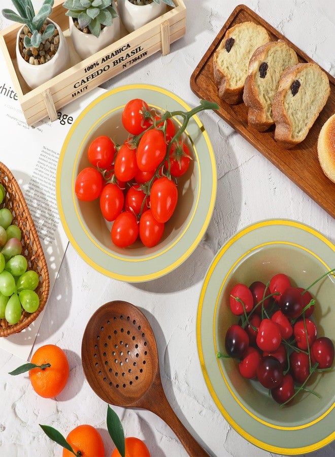 Whaline وعاء بلاستيكي أخضر مريمي من واهلين 50 قطعة بحافة ذهبية 12 أونصة وعاء حساء قابل للتصرف وعاء تقديم للحلويات لمستلزمات حفلات الزفاف وأعياد الميلاد وحفلات العروس والديكور الطاولات - Image 4