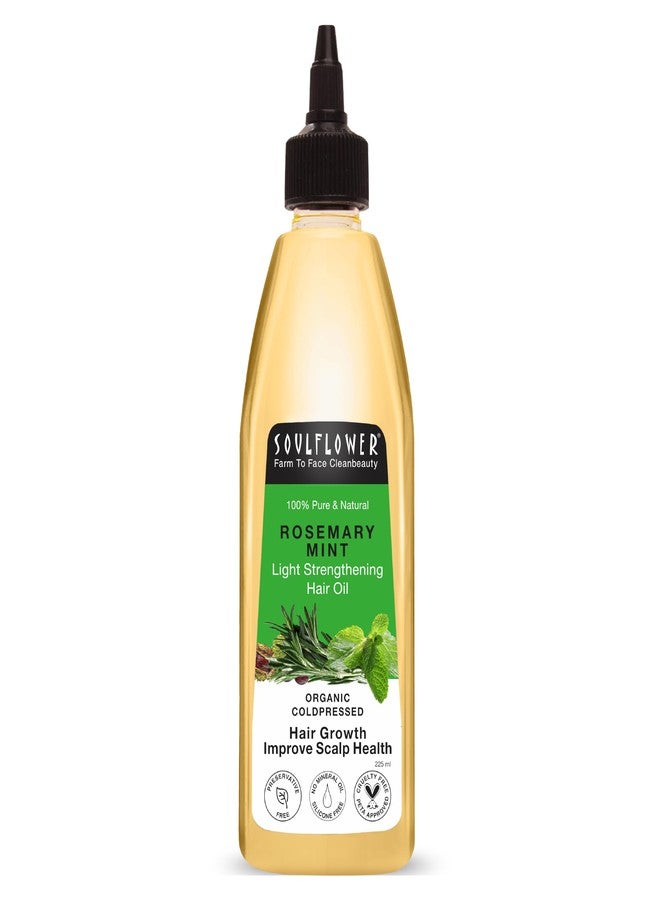 Soulflower Rosemary Mint Light Hair Oil | Hair Growth, Hair Fall Control, Dandruff & Split Ends | With Amla, Argan, Castor | Cooling Scalp Oil for Men & Women | 100% Natural & Organic | 225ml - Image 1
