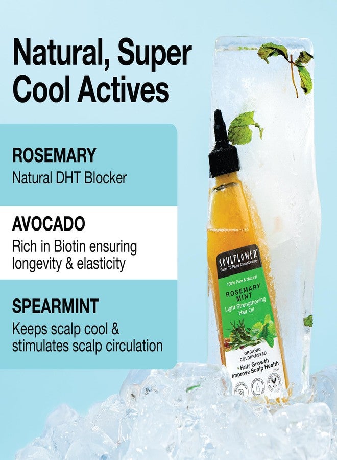 Soulflower Rosemary Mint Light Hair Oil | Hair Growth, Hair Fall Control, Dandruff & Split Ends | With Amla, Argan, Castor | Cooling Scalp Oil for Men & Women | 100% Natural & Organic | 225ml - Image 2