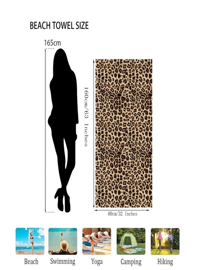 Irisbell Cotton Beach Towel 63 x 32 inch Large Sand Free Towels for Travel,Quick Dry Absorbent Swimming Beach Towels for Pool Yoga Gym Camping (Leopard) - Image 2