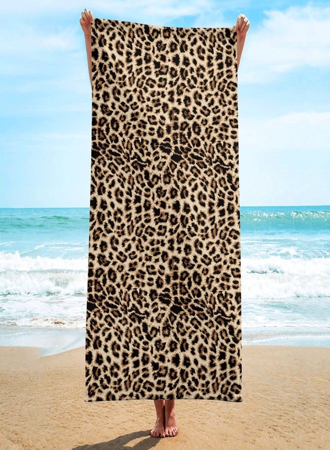 Irisbell Cotton Beach Towel 63 x 32 inch Large Sand Free Towels for Travel,Quick Dry Absorbent Swimming Beach Towels for Pool Yoga Gym Camping (Leopard) - Image 1