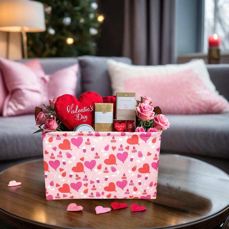 SETAMA Valentine's Day Basket Gift for Empty Cute Heart Large Storage Bin for Kid and Baby Room Décor (Balloon Love) - Image 2
