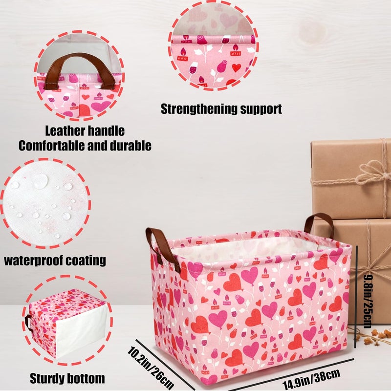 SETAMA Valentine's Day Basket Gift for Empty Cute Heart Large Storage Bin for Kid and Baby Room Décor (Balloon Love) - Image 5