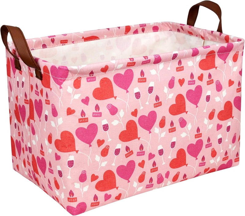 SETAMA Valentine's Day Basket Gift for Empty Cute Heart Large Storage Bin for Kid and Baby Room Décor (Balloon Love) - Image 1