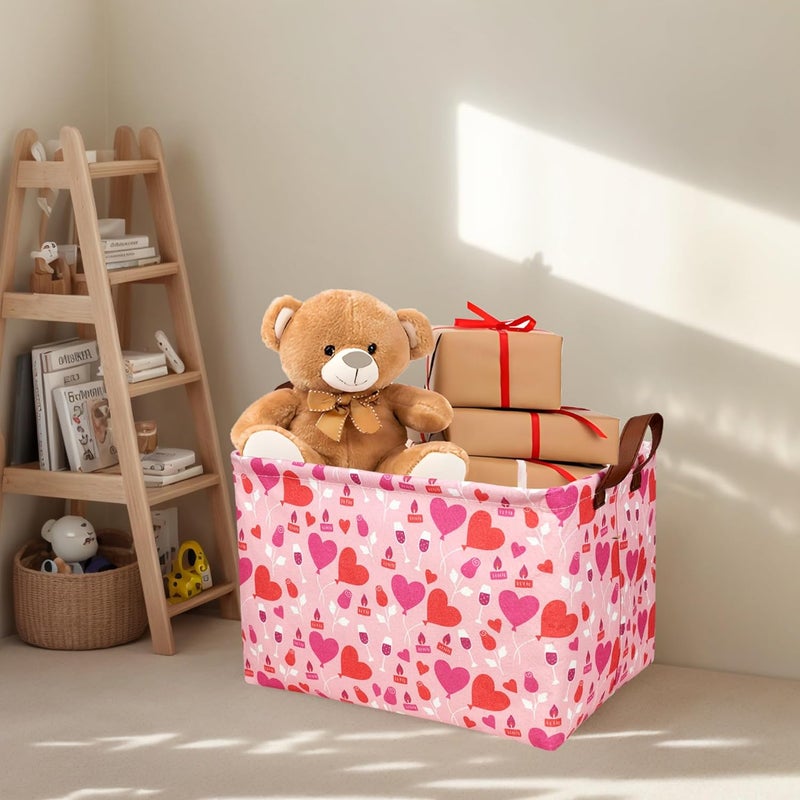 SETAMA Valentine's Day Basket Gift for Empty Cute Heart Large Storage Bin for Kid and Baby Room Décor (Balloon Love) - Image 3