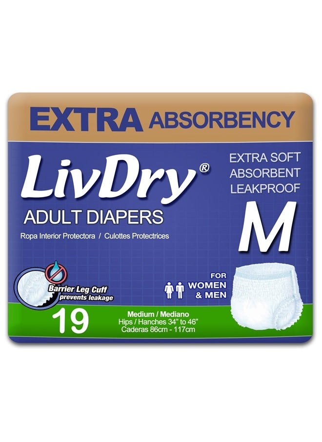 LIVDRY Adult Incontinence Underwear, Extra Absorbency Adult Diapers, Leak Protection, Medium, 19-Pack  - Image 1