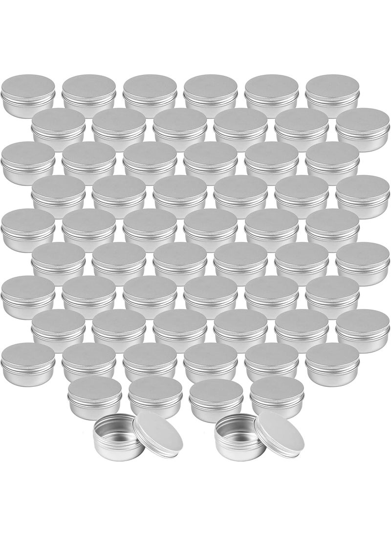 Foraineam - Foraineam 60 Pack 1.7 oz / 50ml Round Aluminum Lip Balm Tin Cans with Screw Top Lids - Silver Cosmetic Sample Containers - Metal Empty Tins Travel Storage Jars for Salve, Spice, Candies or Crafts - Image 1