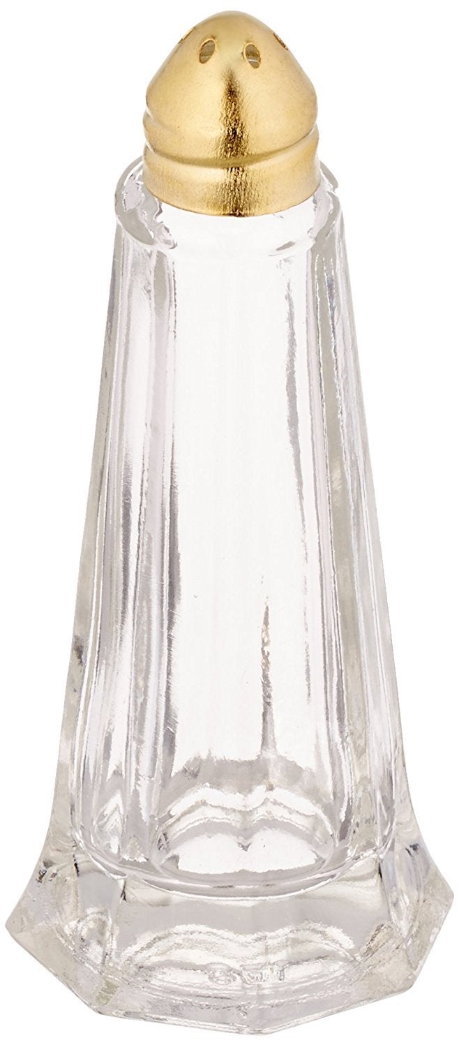 New Star Foodservice 22438 Glass Tower Salt and Pepper Shaker with Gold Plated Top, 1-Ounce, Set of 12 - Image 1