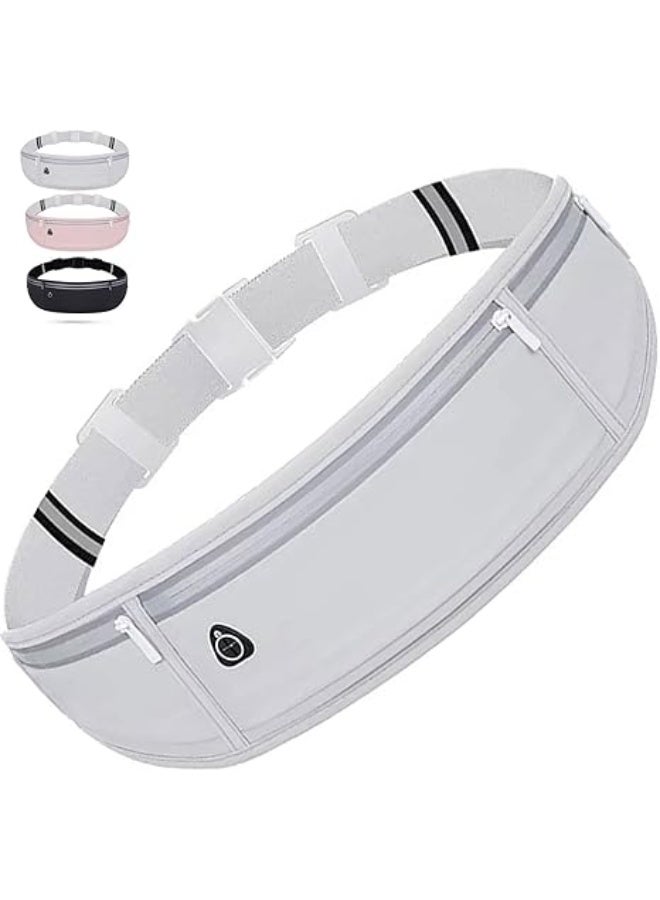 عربست حزام الجري النحيف للهاتف النحيف ， حزام خصر الجري المقاوم للماء ， حزام خصر الجري العاكس، حزام خصر الجري العاكس مع 3 حقائب منفصلة ， حزام الجري النحيف للجري والمشي وركوب الدراجات والتخييم وصالة الألعاب الرياضية الخفيفة (رمادي) - Image 1