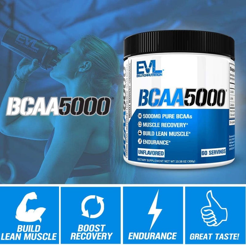 Evlution مسحوق الأحماض الأمينية Evlution EVL BCAAs  مشروب استعادة ما بعد التمرين ومشروب طاقة خالي من المنبهات قبل التمرين  5 جرام من مكمل الأحماض الأمينية المتفرعة السلسلة للرجال  مسحوق بدون نكهة - Image 4