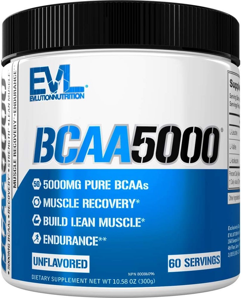 Evlution مسحوق الأحماض الأمينية Evlution EVL BCAAs  مشروب استعادة ما بعد التمرين ومشروب طاقة خالي من المنبهات قبل التمرين  5 جرام من مكمل الأحماض الأمينية المتفرعة السلسلة للرجال  مسحوق بدون نكهة - Image 1