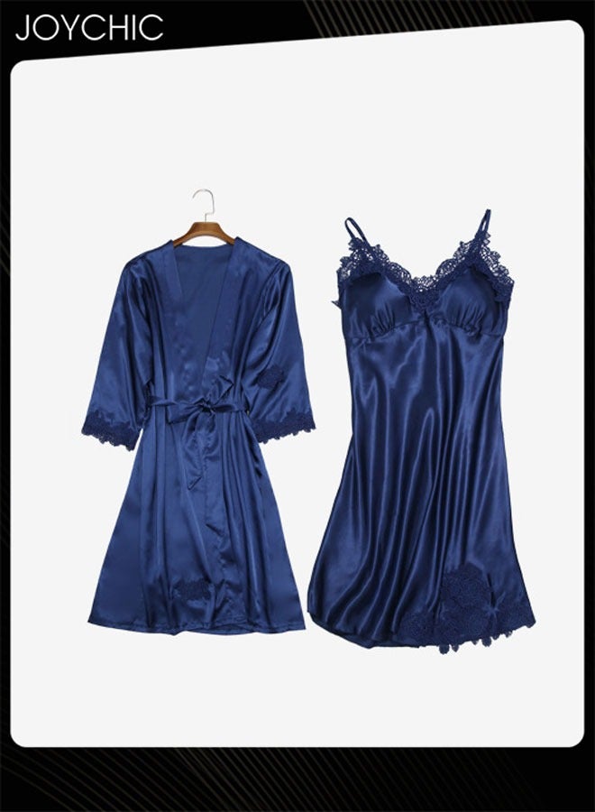 جوي شيك قميص نوم مريح مع روب أزرق - Image 2