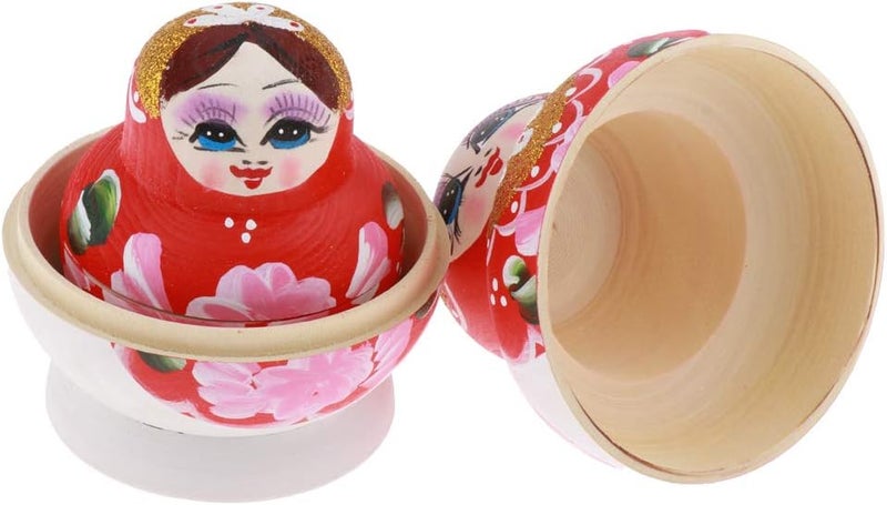 klarako 10 Pieces Floral Girl Russian Matryoshka Dolls Handmade Nesting Dolls Children Educational Matryoshka Dolls, Hand painted Home Decorations - Image 2