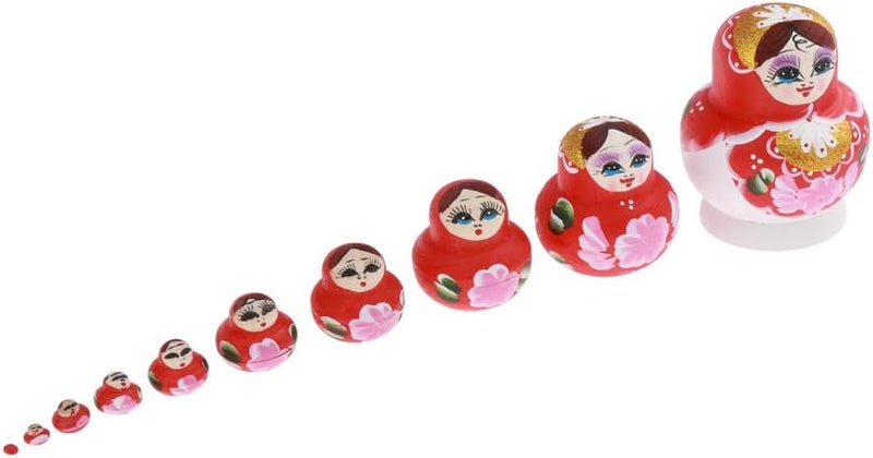 klarako 10 Pieces Floral Girl Russian Matryoshka Dolls Handmade Nesting Dolls Children Educational Matryoshka Dolls, Hand painted Home Decorations - Image 4