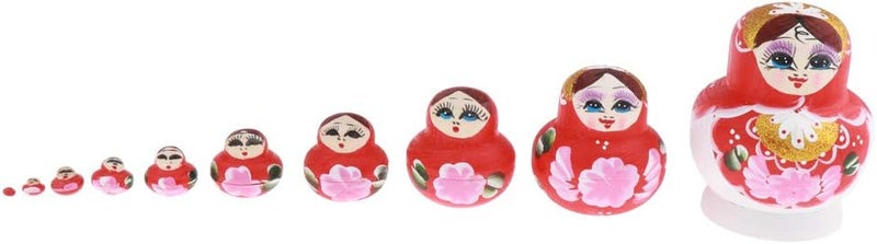 klarako 10 Pieces Floral Girl Russian Matryoshka Dolls Handmade Nesting Dolls Children Educational Matryoshka Dolls, Hand painted Home Decorations - Image 3