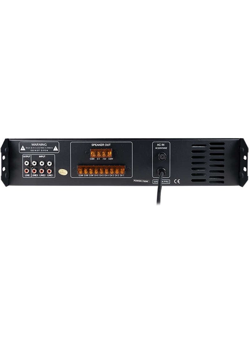 WM-2700U USB and Bluetooth 6 Zone 700 Watt Amplifier Mixer