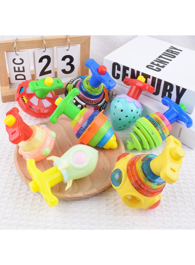 Children's Luminous Toy Lotus Gyro Colorful Flash Music Gyro Toy Small Gift Night Market Stall Wholesale-Color:Flying Saucer Sound And Light Gyro - Random Color  (with Music)  - Image 5